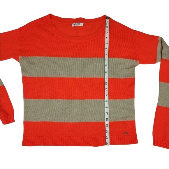 Garage Rugby Stripe Long Sleeve Sweater, Orange & Tan, Lg , Good Used Condition - Picture 4 of 13